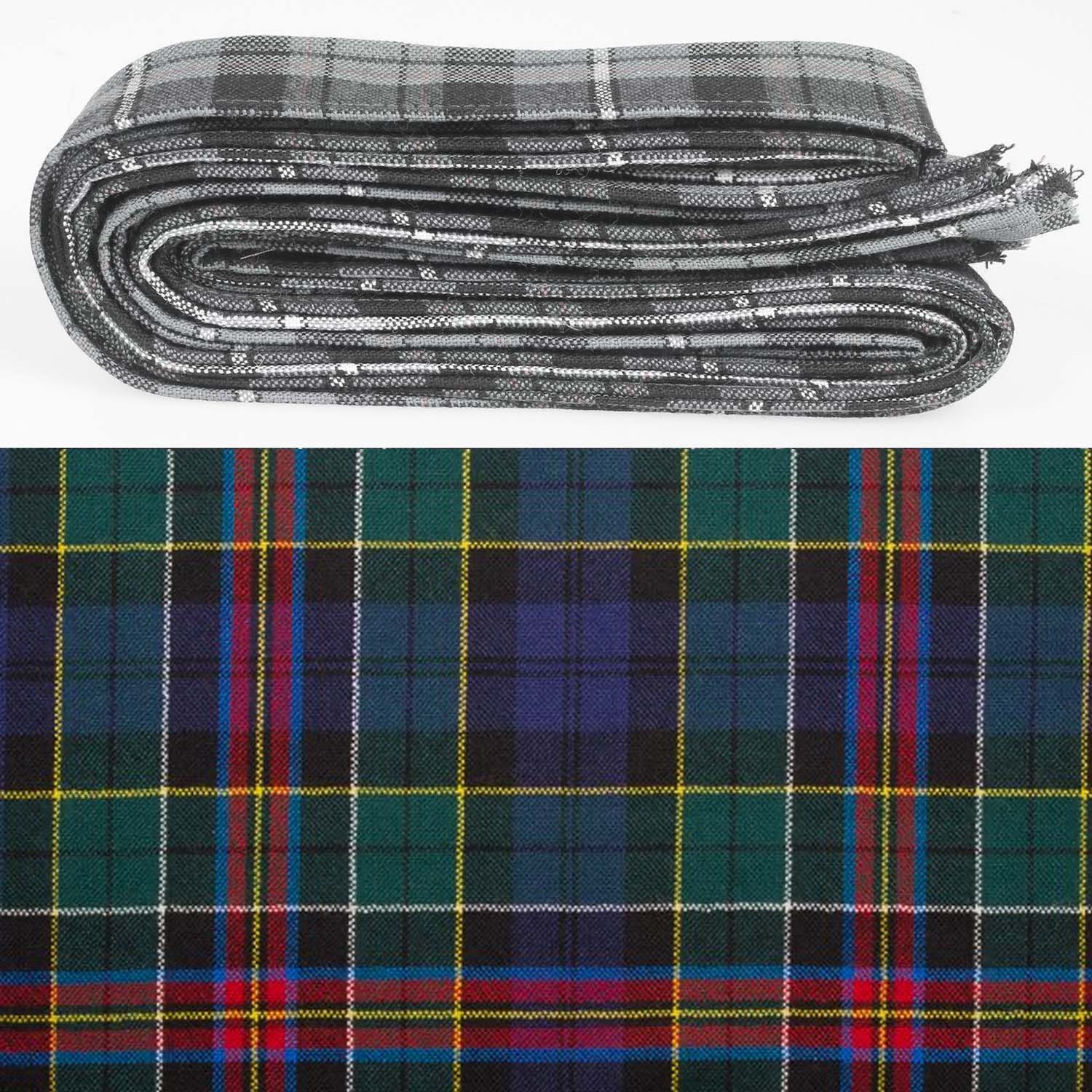 Wool Strip Ribbon in Allison Modern Tartan, perfect for weddings and crafts, showcasing fine weight wool and unique patterns.
