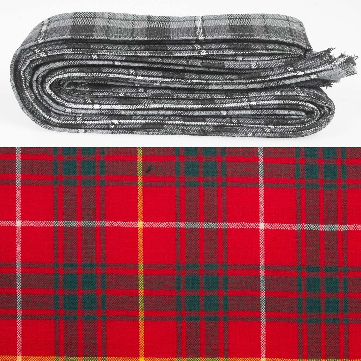 Wool Strip Ribbon in Bruce Modern Tartan featuring luxurious wool texture and vibrant tartan patterns, perfect for weddings and craft projects.