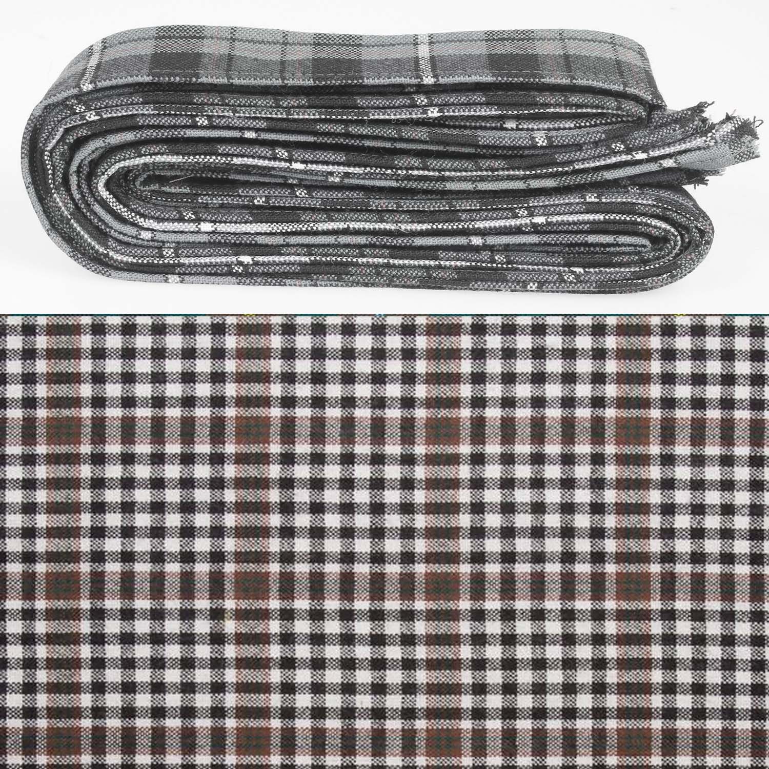 Wool Strip Ribbon in Burns Check Tartan featuring 5 strips, perfect for adding elegance to weddings and events. Choose your preferred width and enjoy the luxurious feel of high-quality wool tartan.