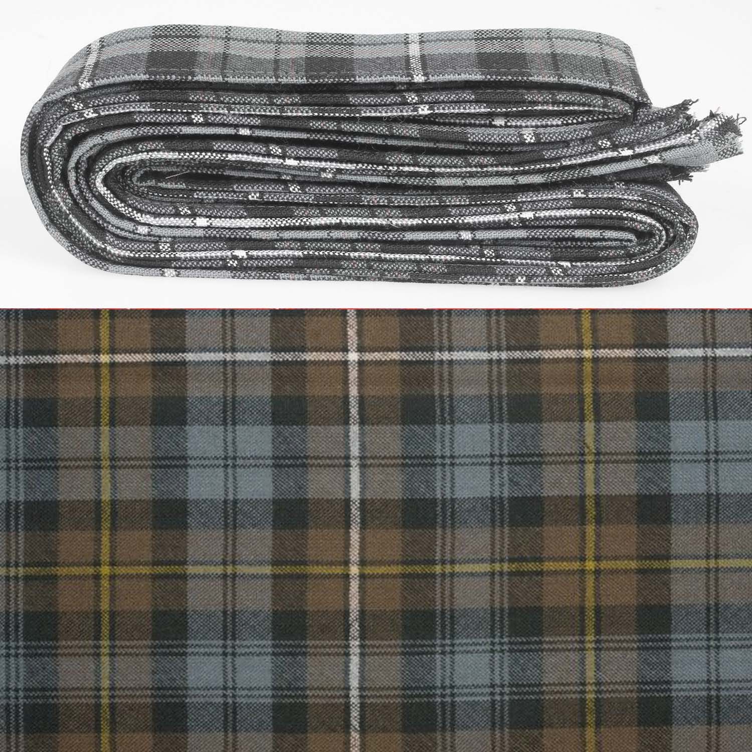 Wool Strip Ribbon in Campbell of Weathered Modern Tartan - 5 strips in various widths, perfect for wedding trimmings and crafts.
