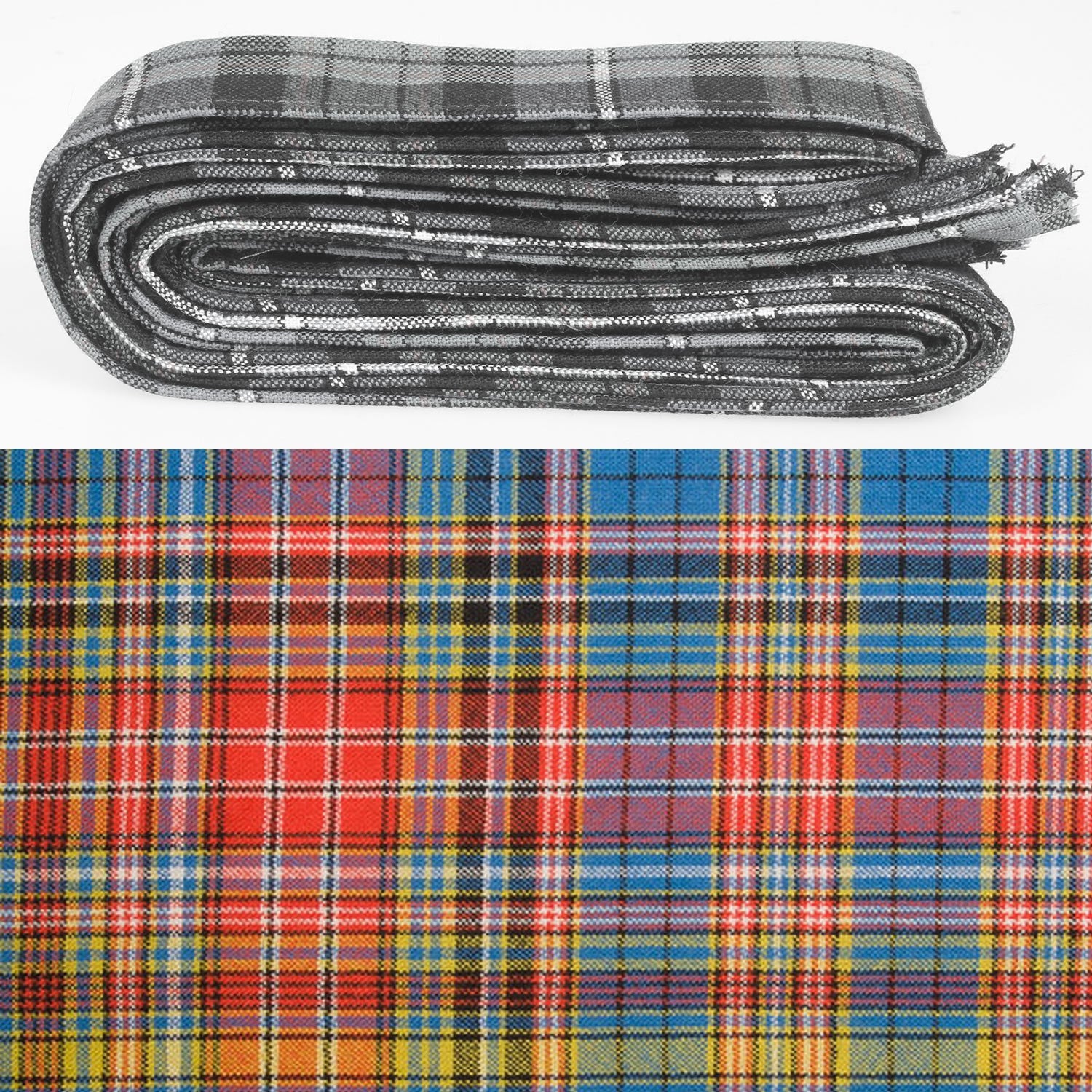 Wool Strip Ribbon in Drummond of Strathallan Tartan - 5 Strips, Choose your Width for wedding trimmings and decorations.