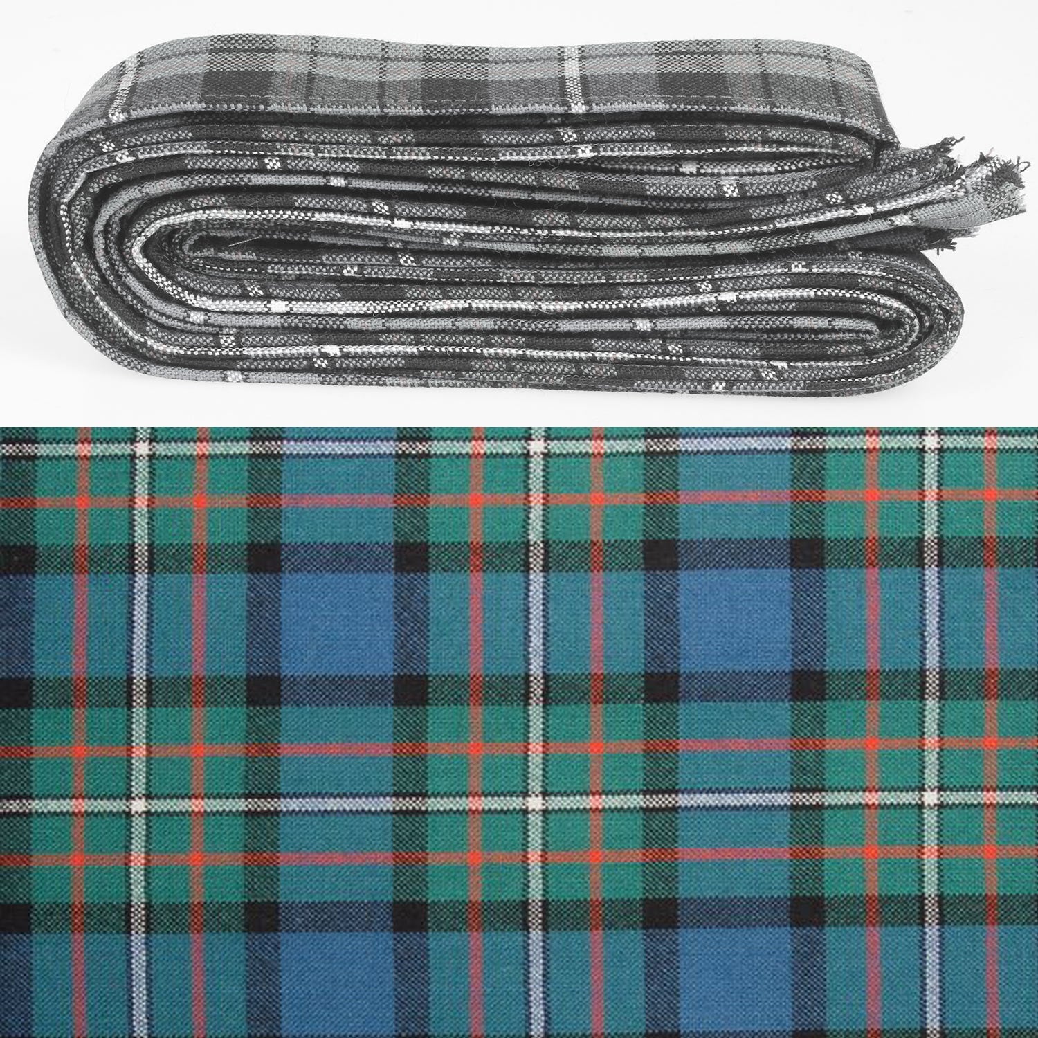 Wool Strip Ribbon in Ferguson Ancient Tartan - 5 Strips, Choose your Width for wedding trimmings, bouquets, and decorations, showcasing the fine weight and versatility of this tartan ribbon.