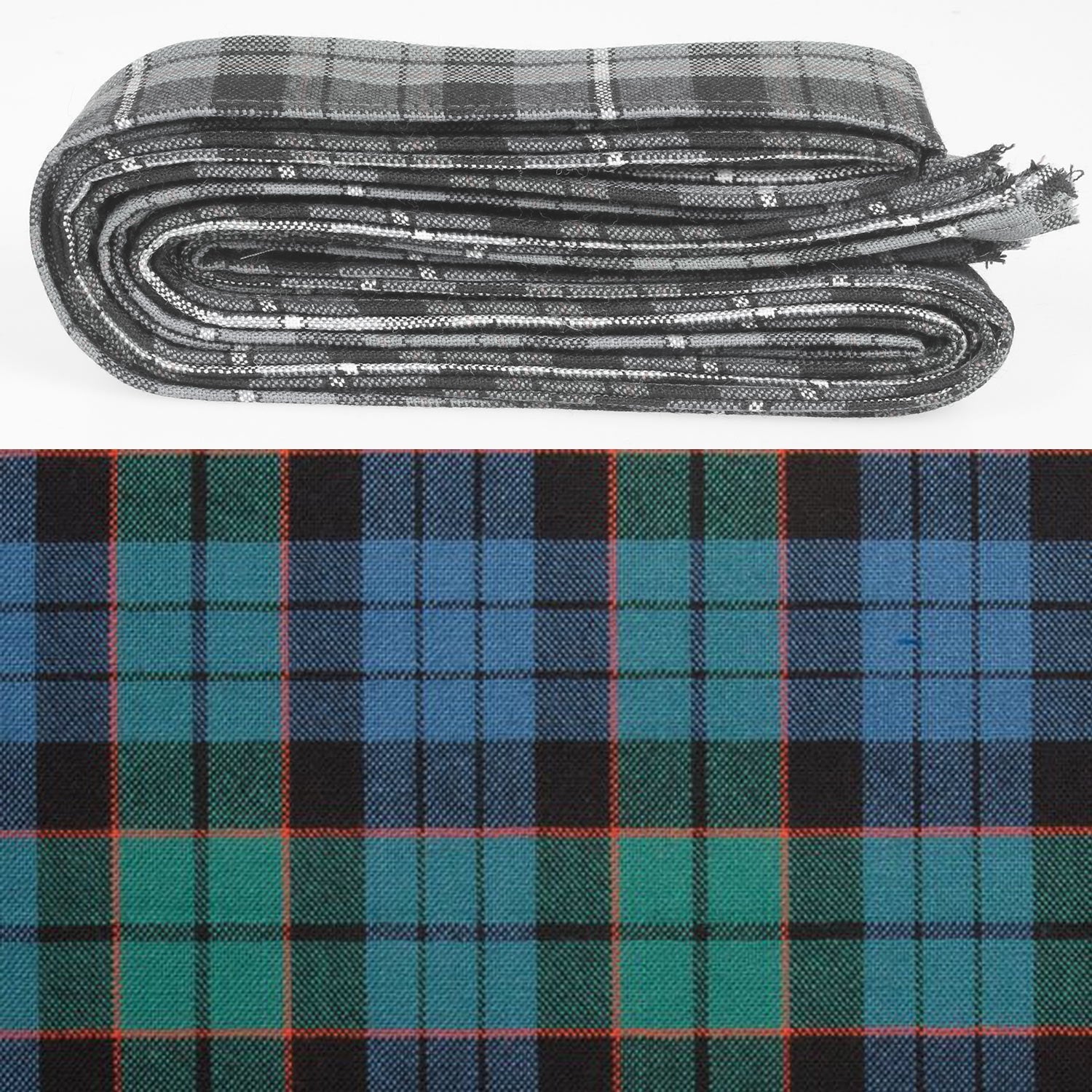 Wool Strip Ribbon in Fletcher Ancient Tartan showcasing its beautiful pattern, ideal for weddings and various occasions, made from fine quality wool.