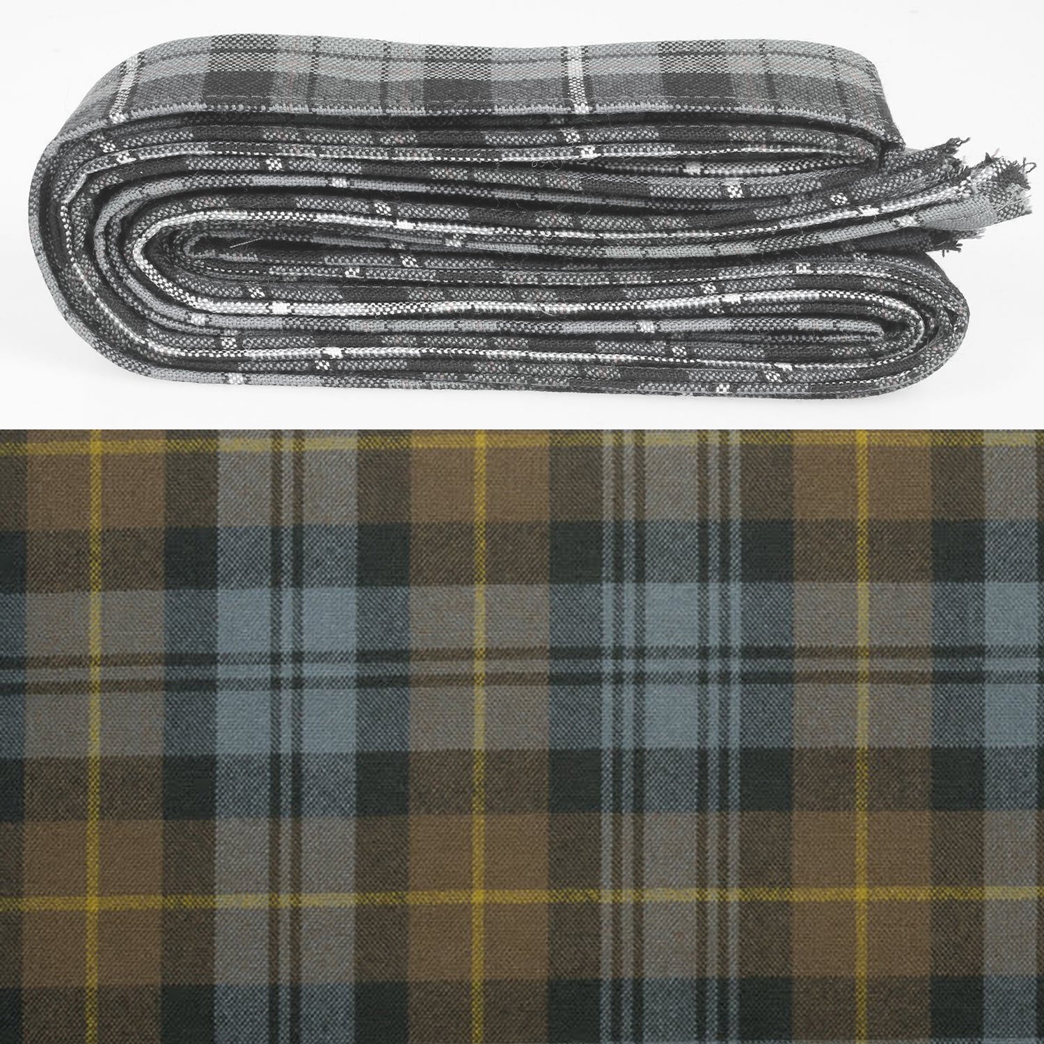 Wool Strip Ribbon in Gordon Weathered Tartan - 5 strips, perfect for weddings and decorations, showcasing vibrant patterns and versatile use options.