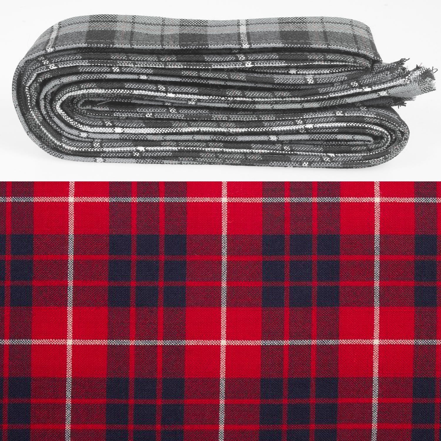 Wool Strip Ribbon in Hamilton Red Modern Tartan - 5 Strips, Choose your Width, perfect for wedding decorations and various crafting projects.