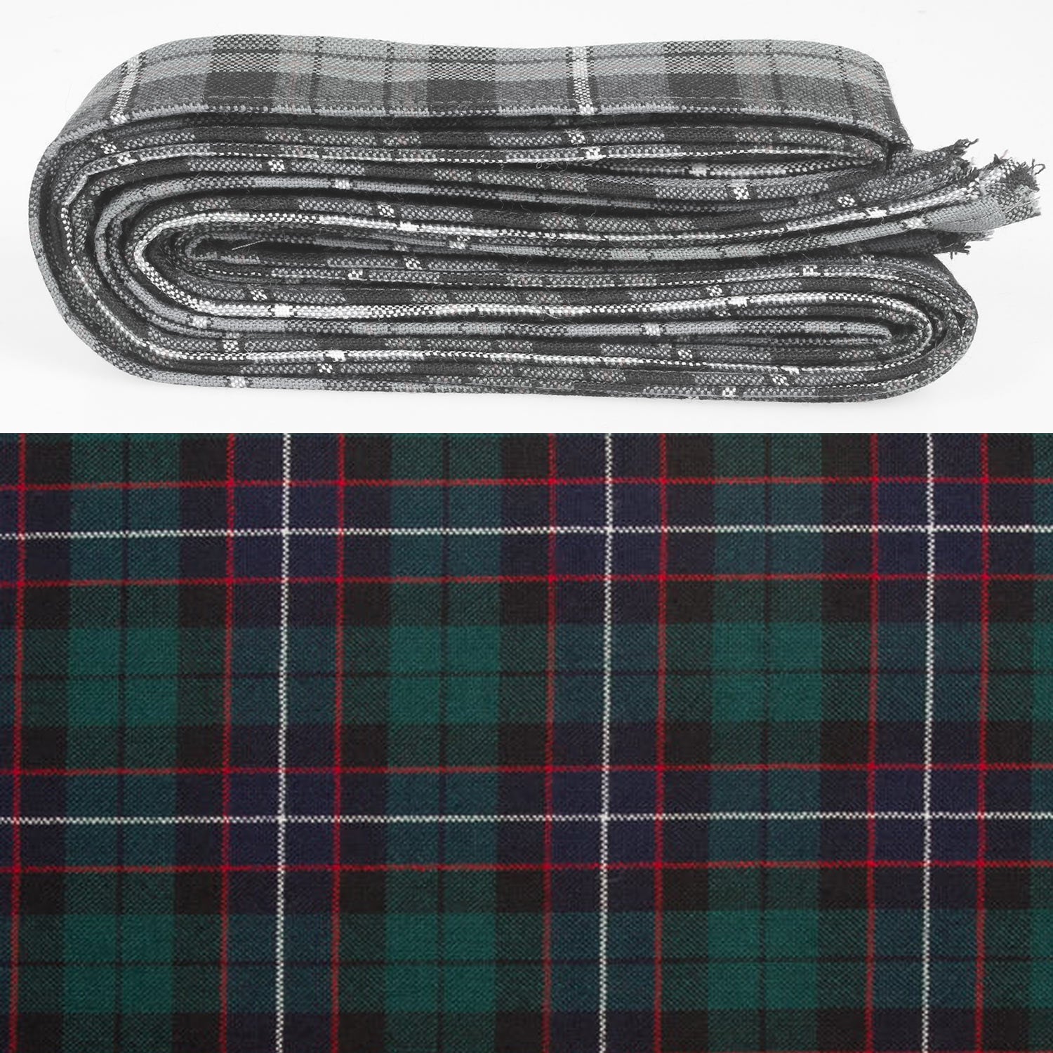 Wool Strip Ribbon in Hunter Modern Tartan - perfect for wedding trimmings and decorations, featuring fine wool material and a versatile tartan design.