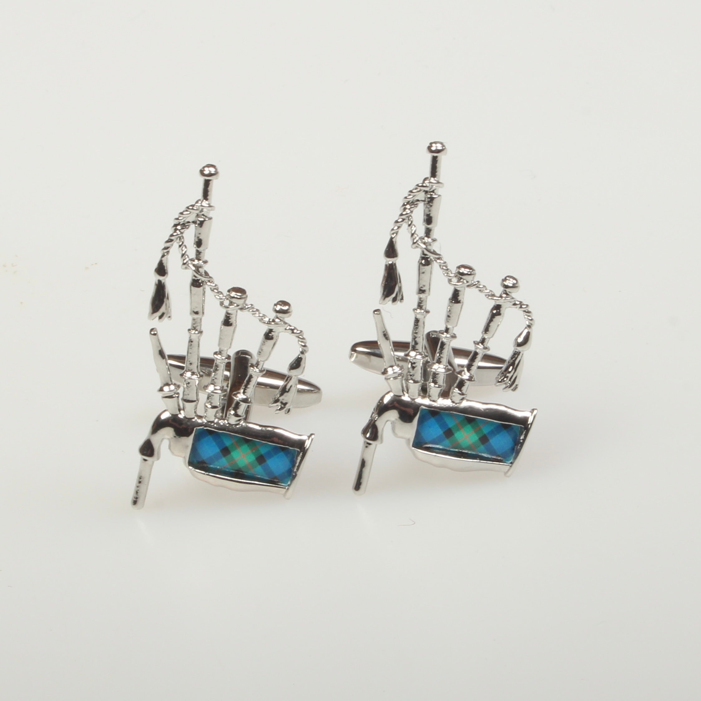 Bagpipe Cufflinks with Gunn Tartan Insert