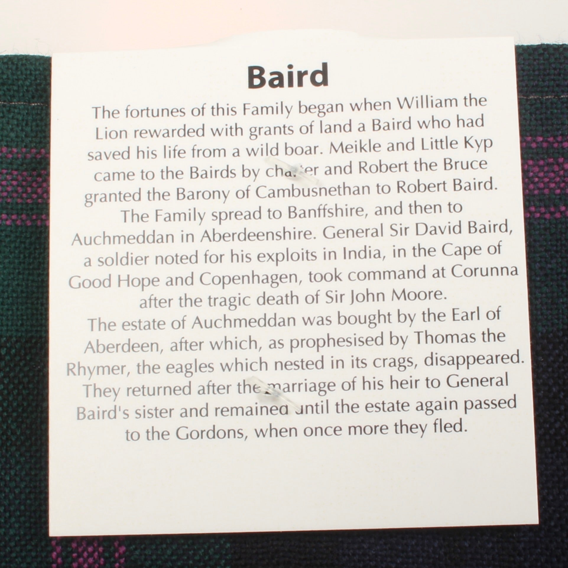 Wool Strip Ribbon in Baird Modern Tartan - 5 Strips, Choose your Width