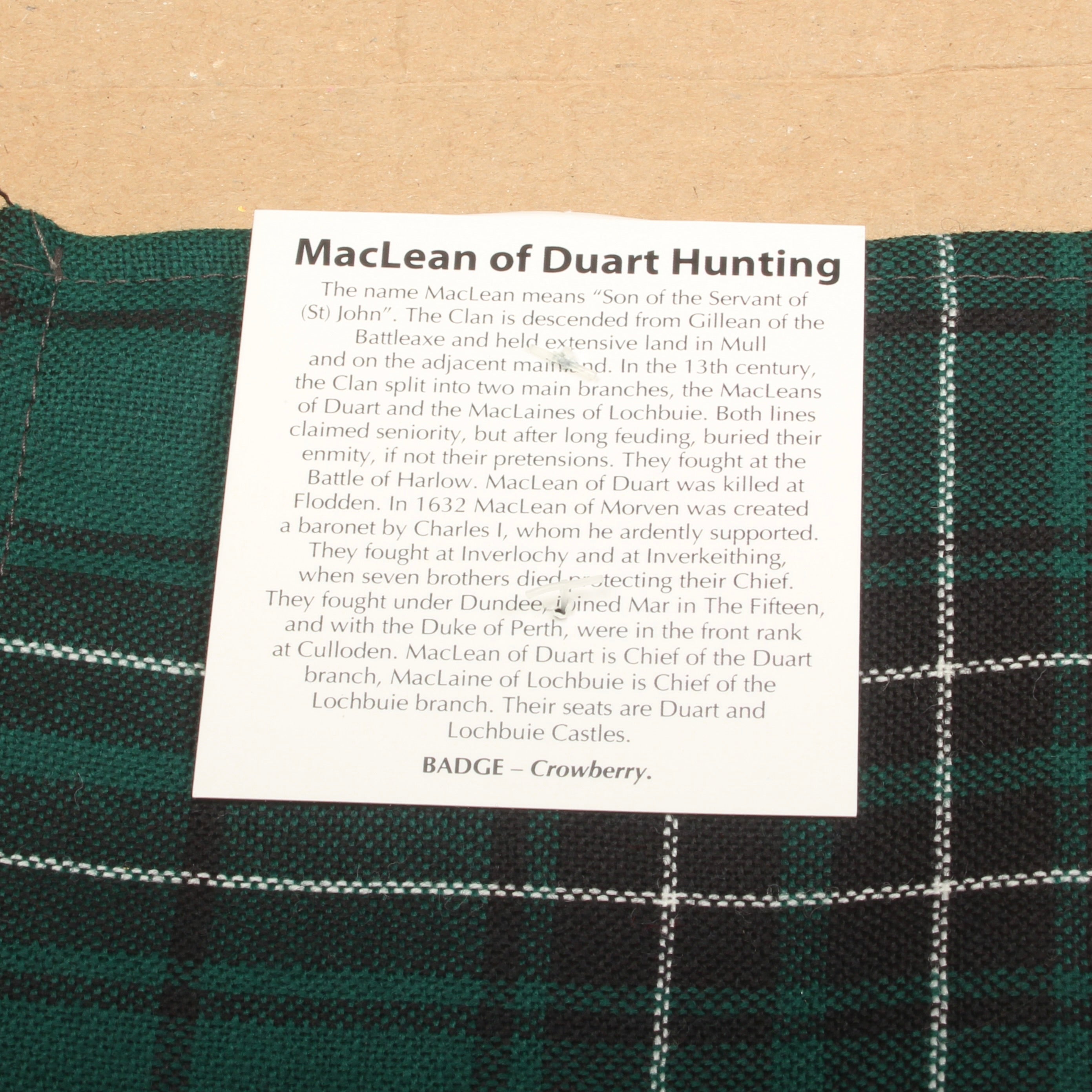 Wool Strip Ribbon in MacLean Hunting Modern Tartan - 5 Strips, Choose your Width