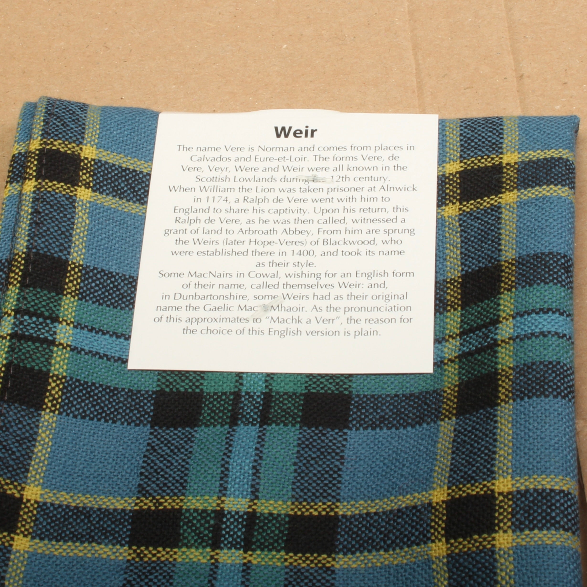 Wool Strip Ribbon in Weir Ancient Tartan - 5 Strips, Choose Your Width