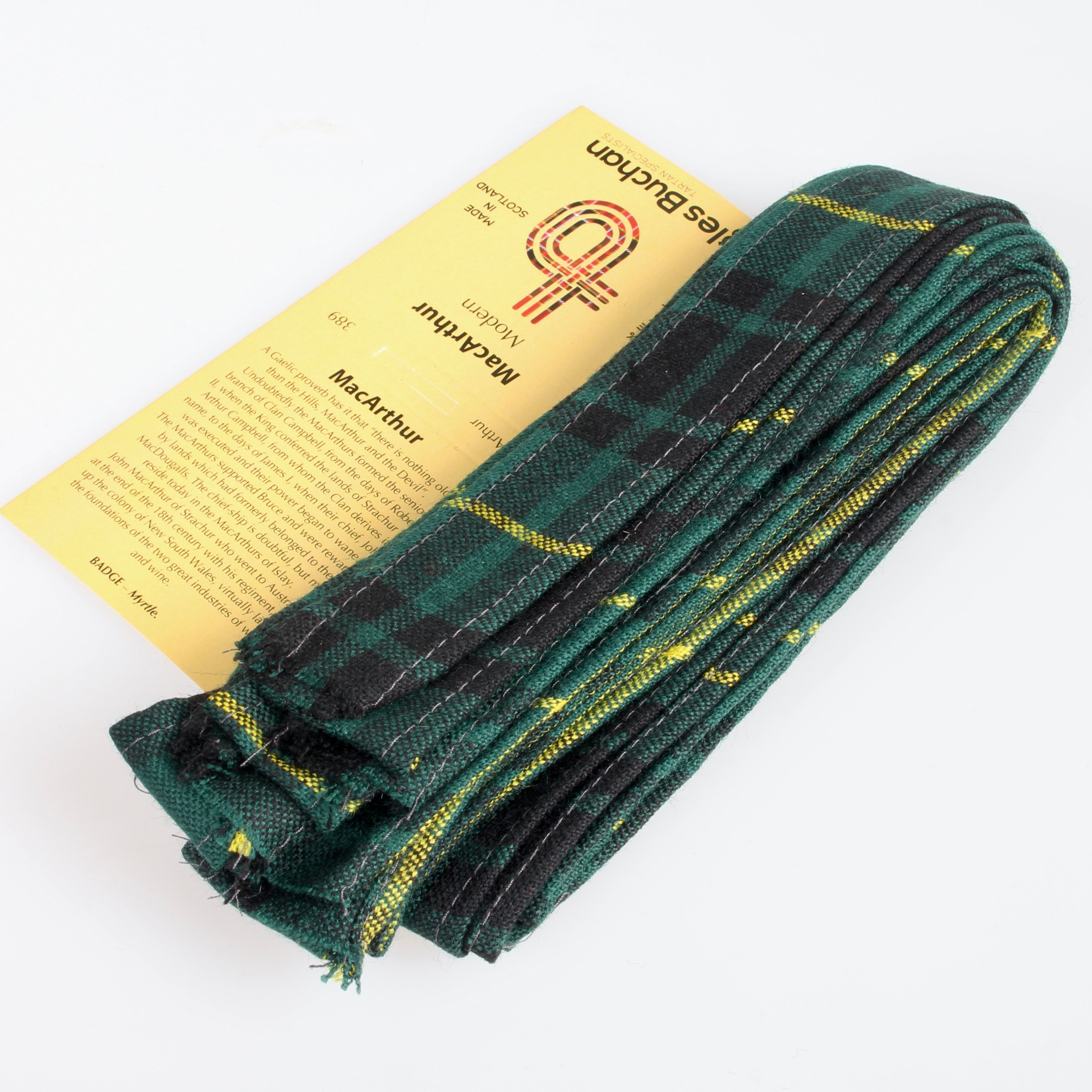 Wool Strip Ribbon in MacArthur Modern Tartan - 5 strips in various widths, perfect for enhancing wedding decorations and crafts with a touch of traditional elegance.
