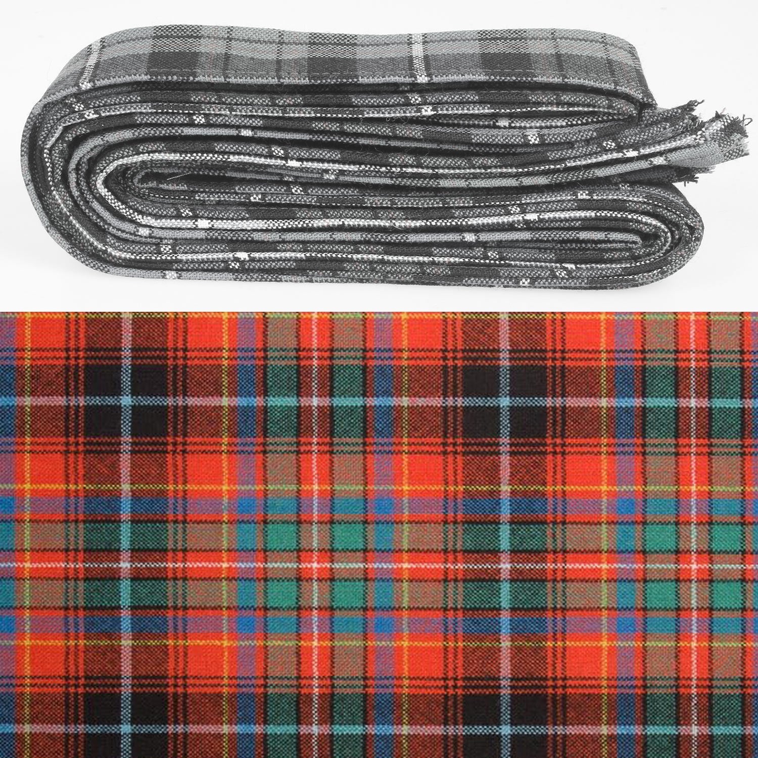 Wool Strip Ribbon in Innes Ancient Tartan, perfect for weddings and occasions, featuring fine weight tartan strips for versatile decorations.