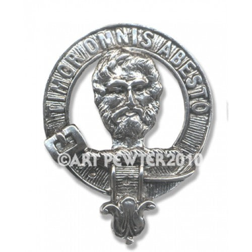 MacNab Clan Crest Badge in Pewter, a beautifully crafted 40mm crest featuring a traditional design, perfect for displaying clan pride as a cap badge or brooch.