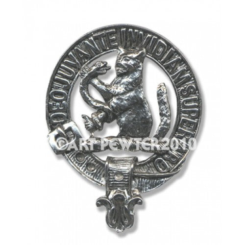 MacThomas Clan Crest Badge in Pewter featuring a traditional belted design, perfect for showcasing clan pride.