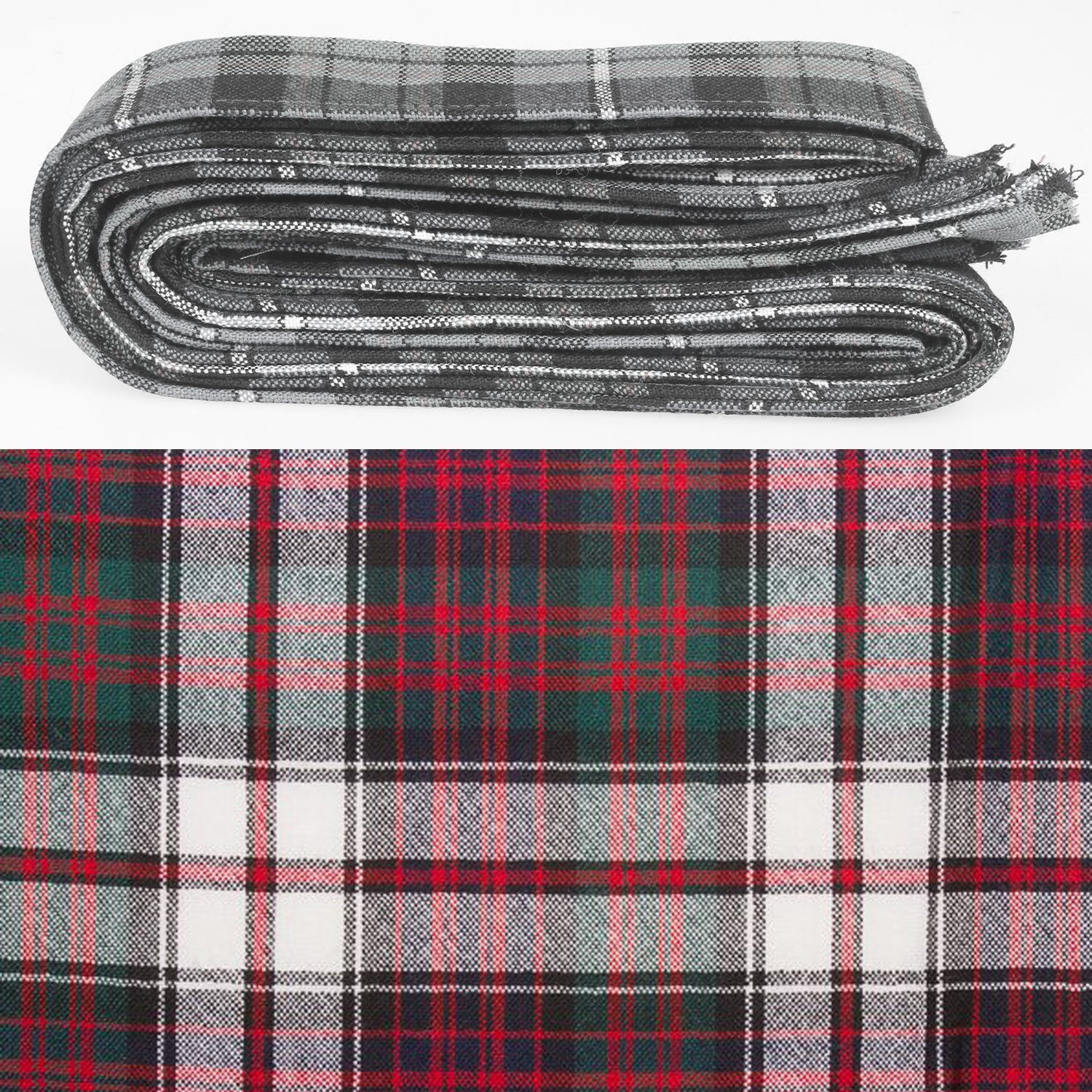 Wool Strip Ribbon in MacDonald Dress Modern Tartan - 5 Strips, Choose your Width. Perfect for wedding trimmings and decorations.