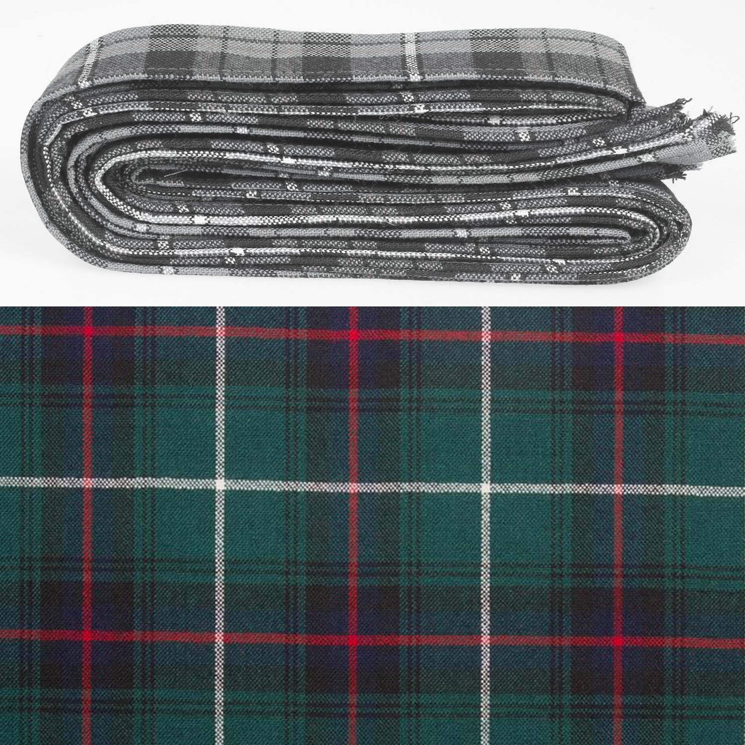 Wool Strip Ribbon in MacDonald of the Isles Green Modern Tartan - 5 Strips, Choose your Width, perfect for wedding trimmings and crafting decor