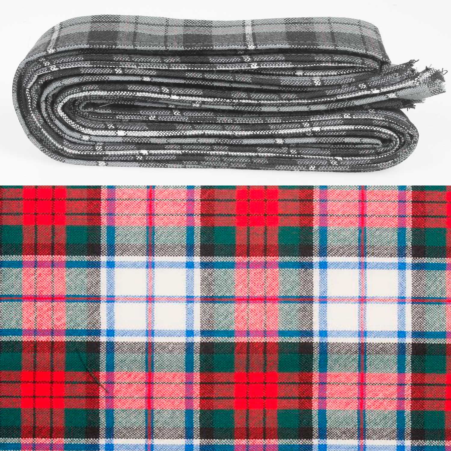 Wool Strip Ribbon in MacDuff Dress Modern Tartan - 5 Strips, Choose your Width; ideal for wedding trimmings and decorations, showcasing versatile wool tartan patterns.