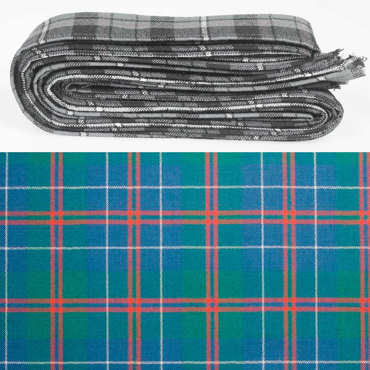 Wool Strip Ribbon in MacHardy Ancient Tartan, perfect for weddings and versatile craft projects, featuring 5 strips in customizable widths.