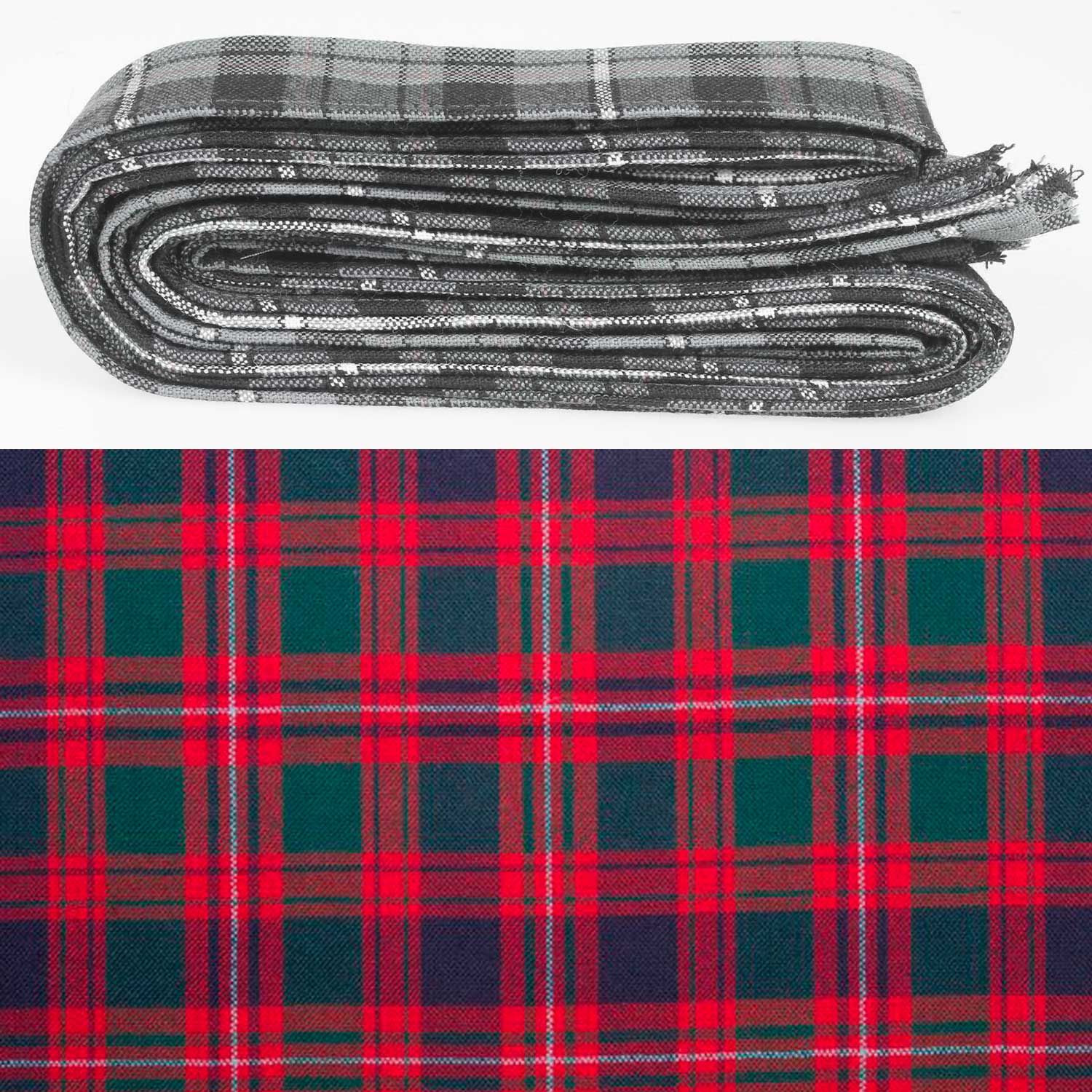 Wool Strip Ribbon in MacIntyre Modern Tartan showcasing its fine wool texture and unique tartan patterns, perfect for weddings and decorations.