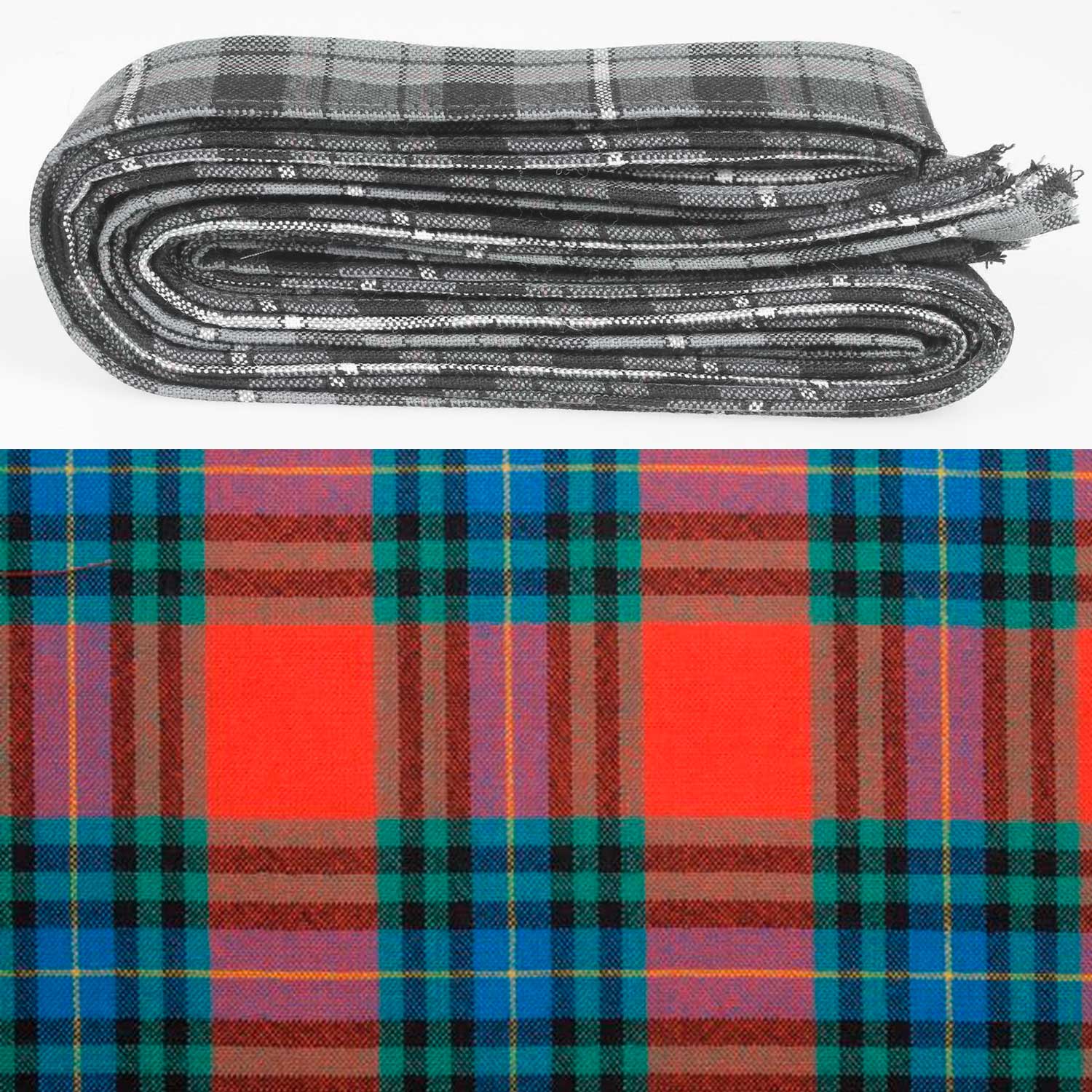 Wool Strip Ribbon in MacLea Tartan, featuring 5 strips in various widths, ideal for wedding trimmings and decorations.