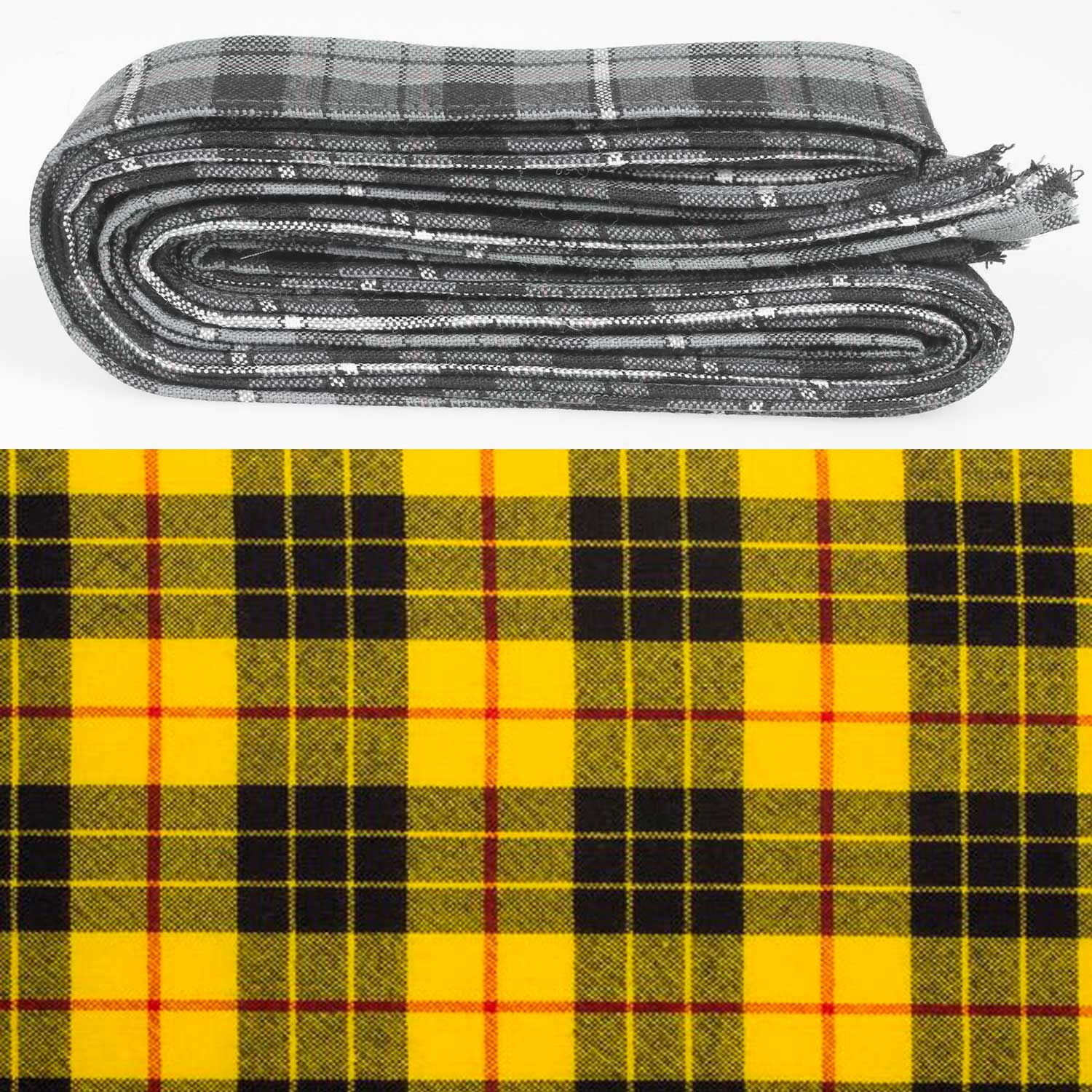 Wool Strip Ribbon in MacLeod of Lewis Modern Tartan, perfect for weddings, available in multiple widths, showcasing 5 strips of fine wool tartan design.