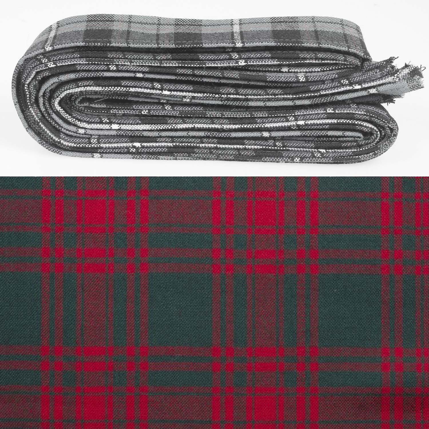 Wool Strip Ribbon in Menzies Green Modern Tartan showcasing its luxurious texture and unique design, perfect for weddings and special occasions.