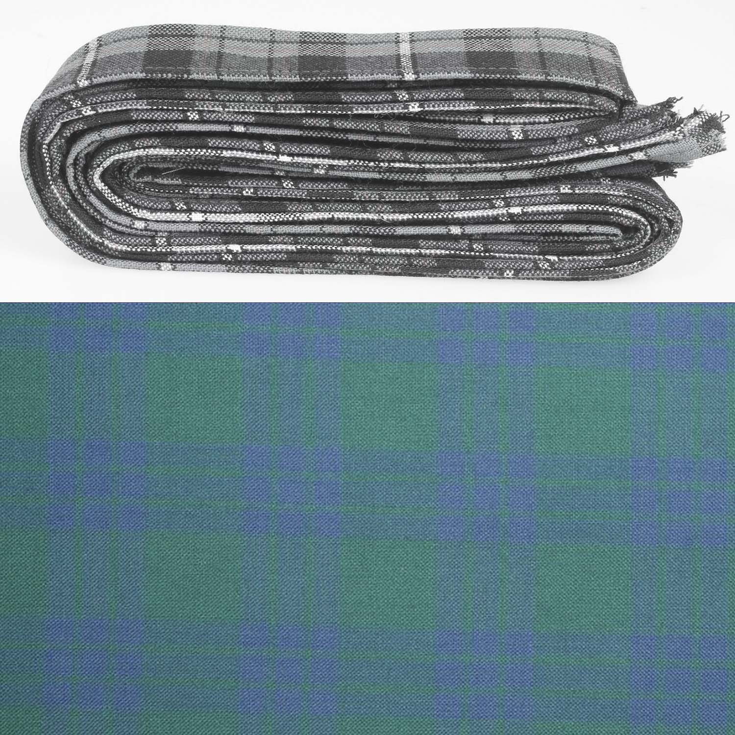 Wool Strip Ribbon in Montgomerie Ancient Tartan - 5 Strips, Choose Your Width, showcasing the luxurious texture and unique tartan pattern, ideal for weddings and crafts.