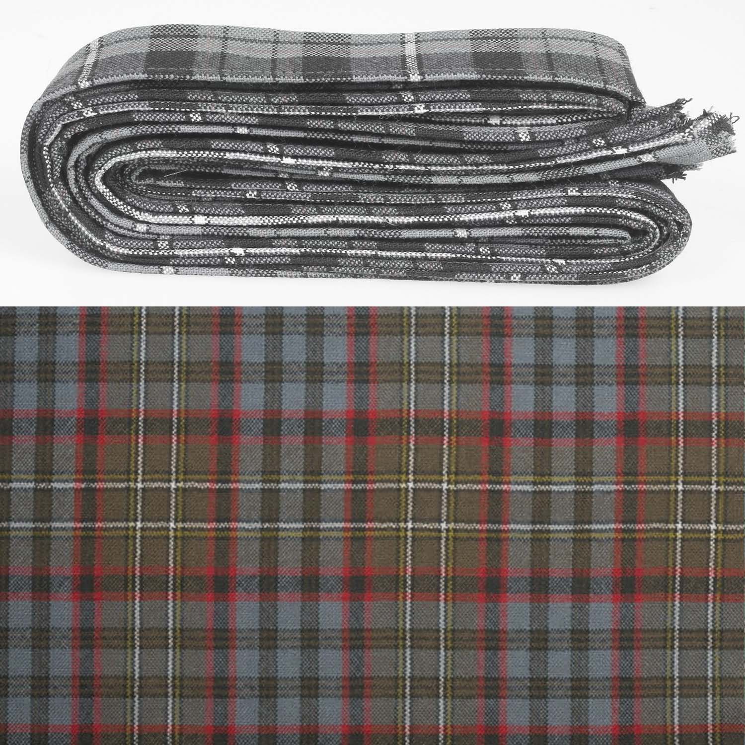 Wool Strip Ribbon in Nicolson Hunting Weathered Tartan showcasing rich colors and patterns, perfect for weddings and special occasions.