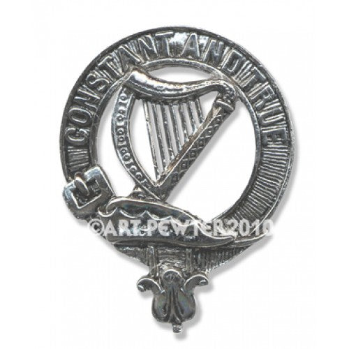Rose Clan Crest Badge in Pewter, a durable and stylish cap badge featuring a unique belted design that symbolizes clan unity and heritage, perfect for showcasing clan pride.