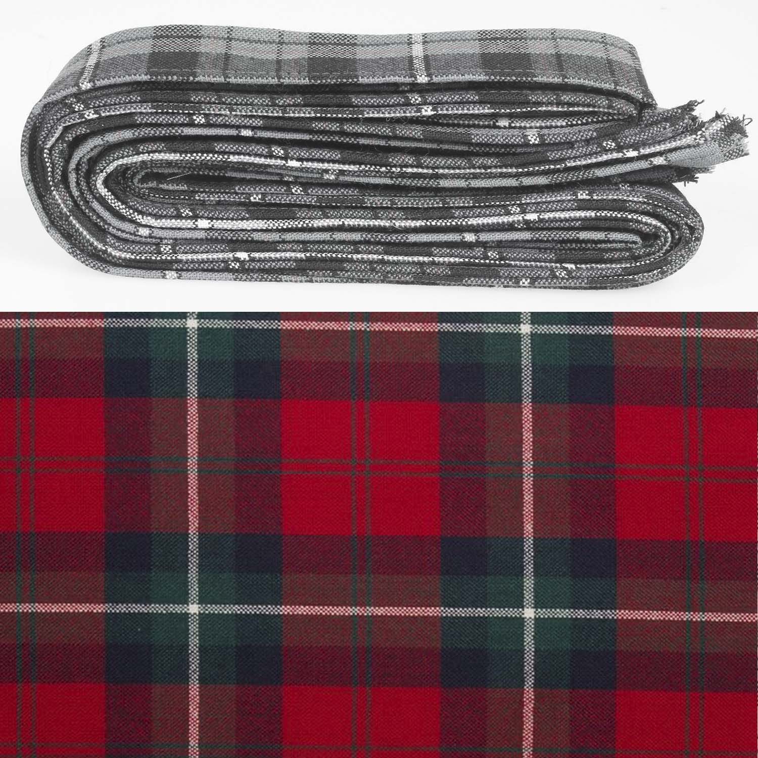 Wool Strip Ribbon in Ruthven Modern Tartan featuring 5 strips, showcasing various widths for elegant wedding decor