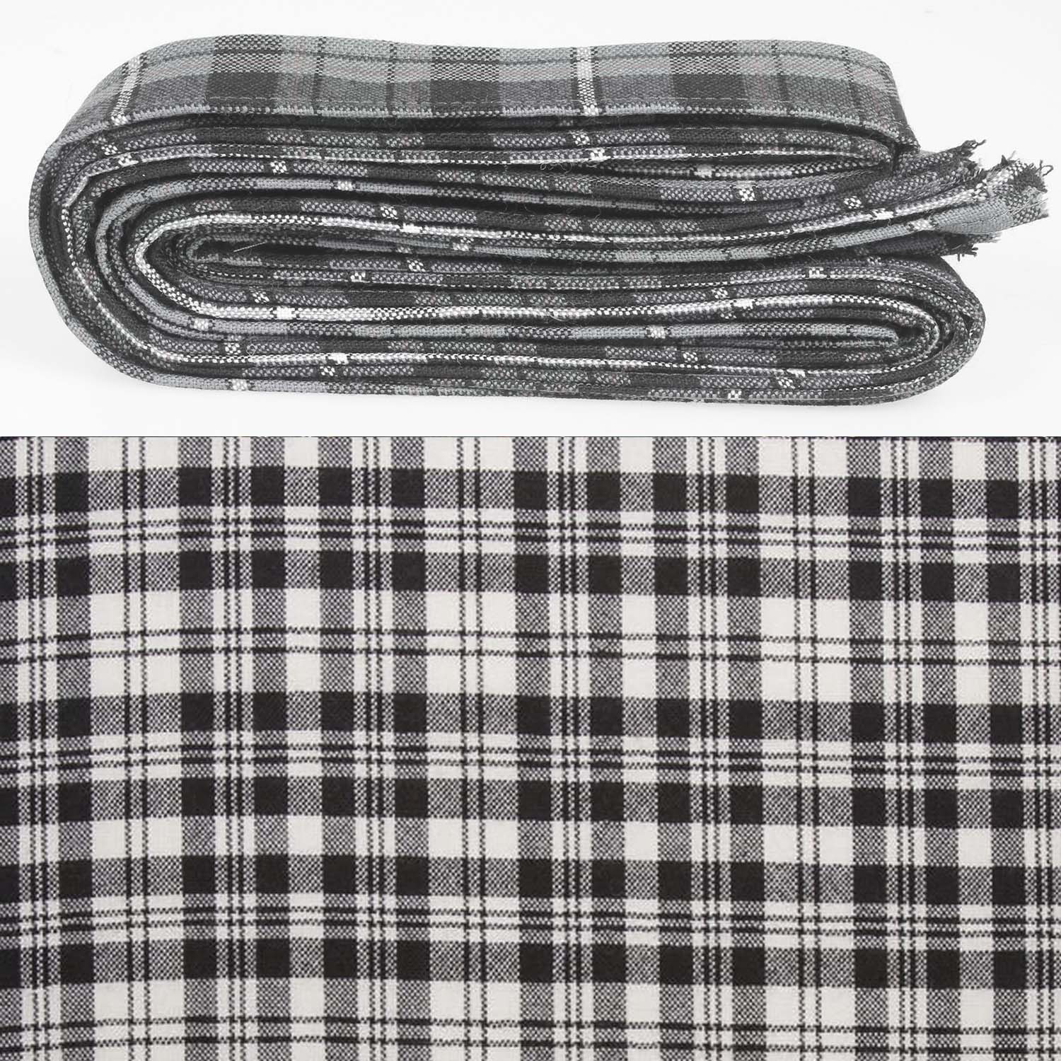 Wool Strip Ribbon in Scott Black & White Tartan, 5 Strips, Choose Your Width - perfect for weddings and stylish craft projects.