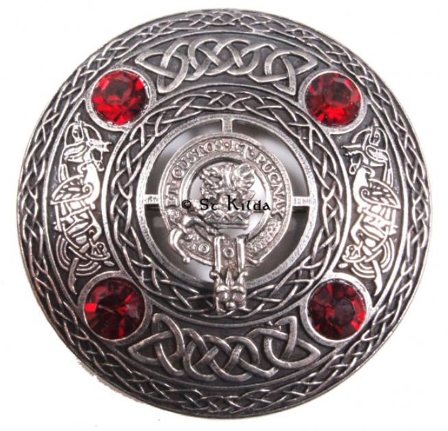 Marjoribanks Clan Crest Pewter Plaid Brooch