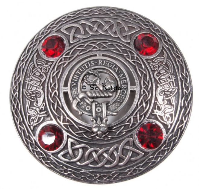 Skene Clan Crest Pewter Plaid Brooch