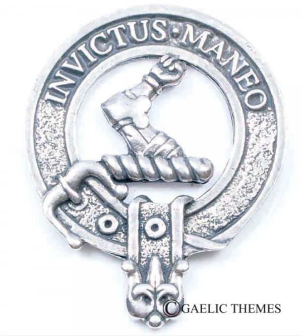 Armstrong Clan Crest Badge in Pewter showcasing the traditional design, perfect for everyday wear and special clan gatherings.