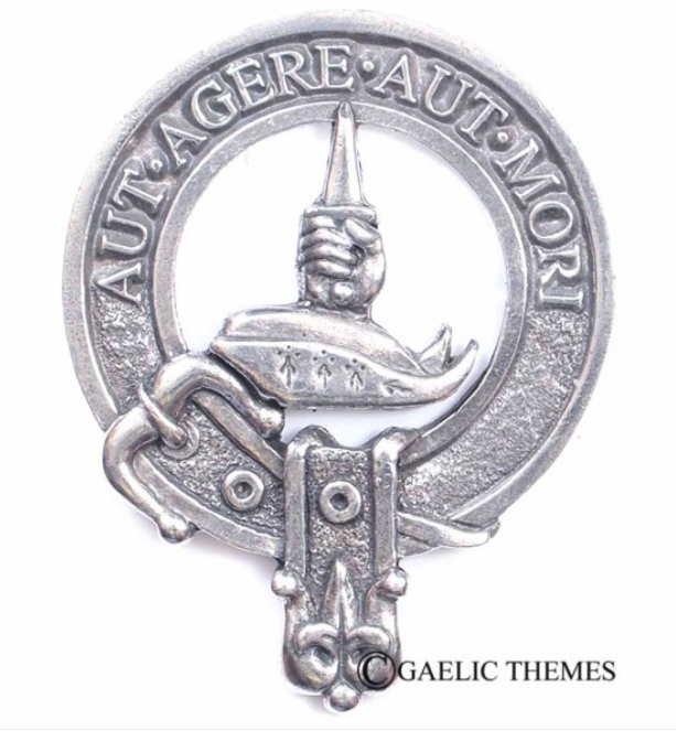 Barclay Clan Crest Badge in Pewter featuring a traditional belted design ideal for everyday wear and clan gatherings.