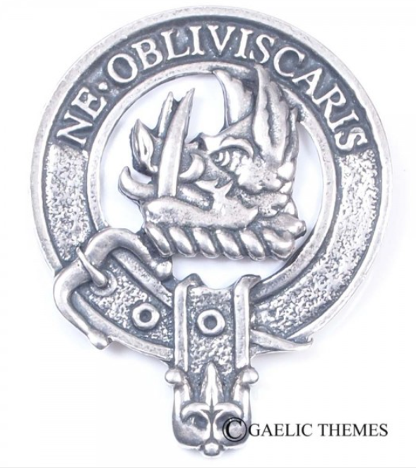 Campbell Clan Crest Badge in Pewter displayed with the traditional belted design, perfect for everyday wear or clan gatherings.
