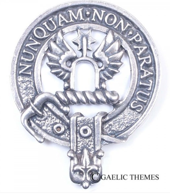 Johnstone Clan Crest Badge in Pewter, perfect for everyday wear and clan gatherings, featuring a traditional locking safety pin design.