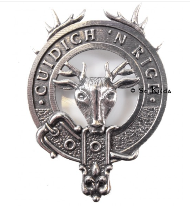 MacKenzie Seaforth Clan Crest Badge in Pewter, perfect for everyday wear or clan gatherings showing traditional belted design.