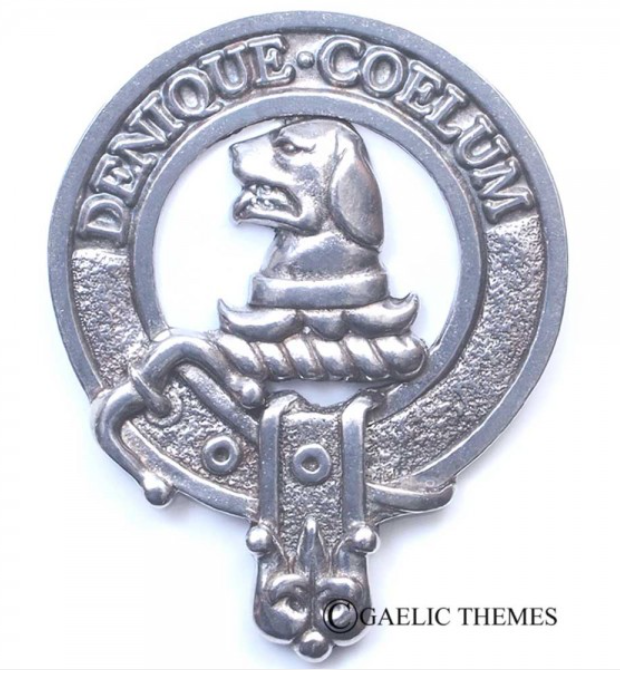 Melville Clan Crest Badge in Pewter, featuring a traditional belted design, ideal for everyday wear or clan gatherings, stylishly made to order.