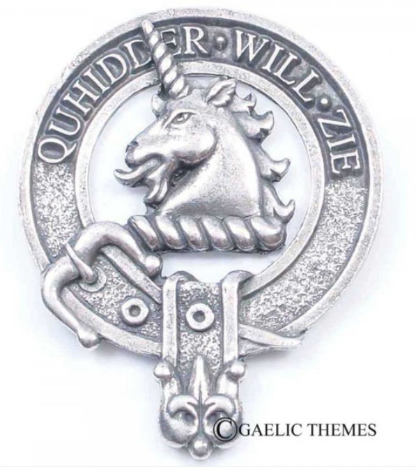 Stewart or Appin Clan Crest Badge in Pewter, featuring a traditional belted design, perfect for everyday wear or clan gatherings.