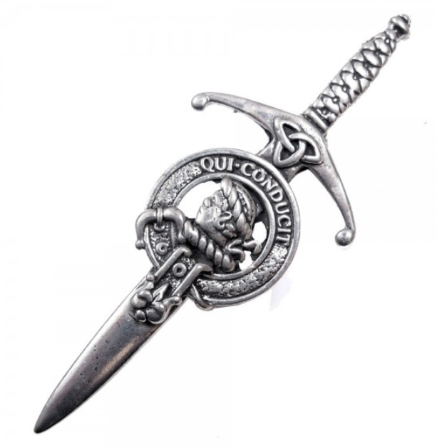 Clan Crest Pewter Kilt Pin with Borthwick Crest, beautifully crafted in antique palladium finish, showcasing Scottish tradition and quality.