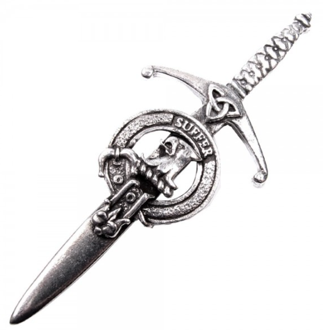 Clan Crest Pewter Kilt Pin featuring Haldane Crest, beautifully crafted with an antique palladium finish, showcasing Scottish tradition and quality craftsmanship