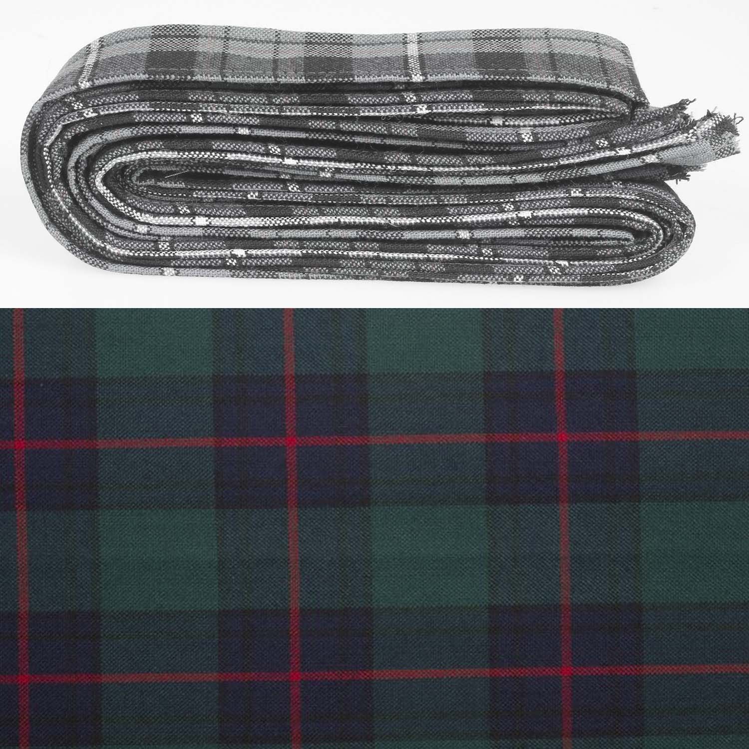 Wool Strip Ribbon in Shaw Modern Tartan - 5 strips showcasing unique patterns perfect for weddings and special occasions. Made from fine weight wool tartan with raw ends for added charm.