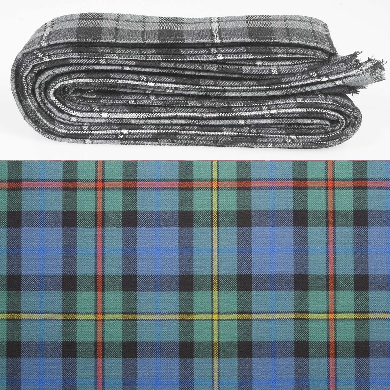 Wool Strip Ribbon in Smith Ancient Tartan showcasing elegant patterns and colors, perfect for weddings and crafts, available in five strips and customizable width.