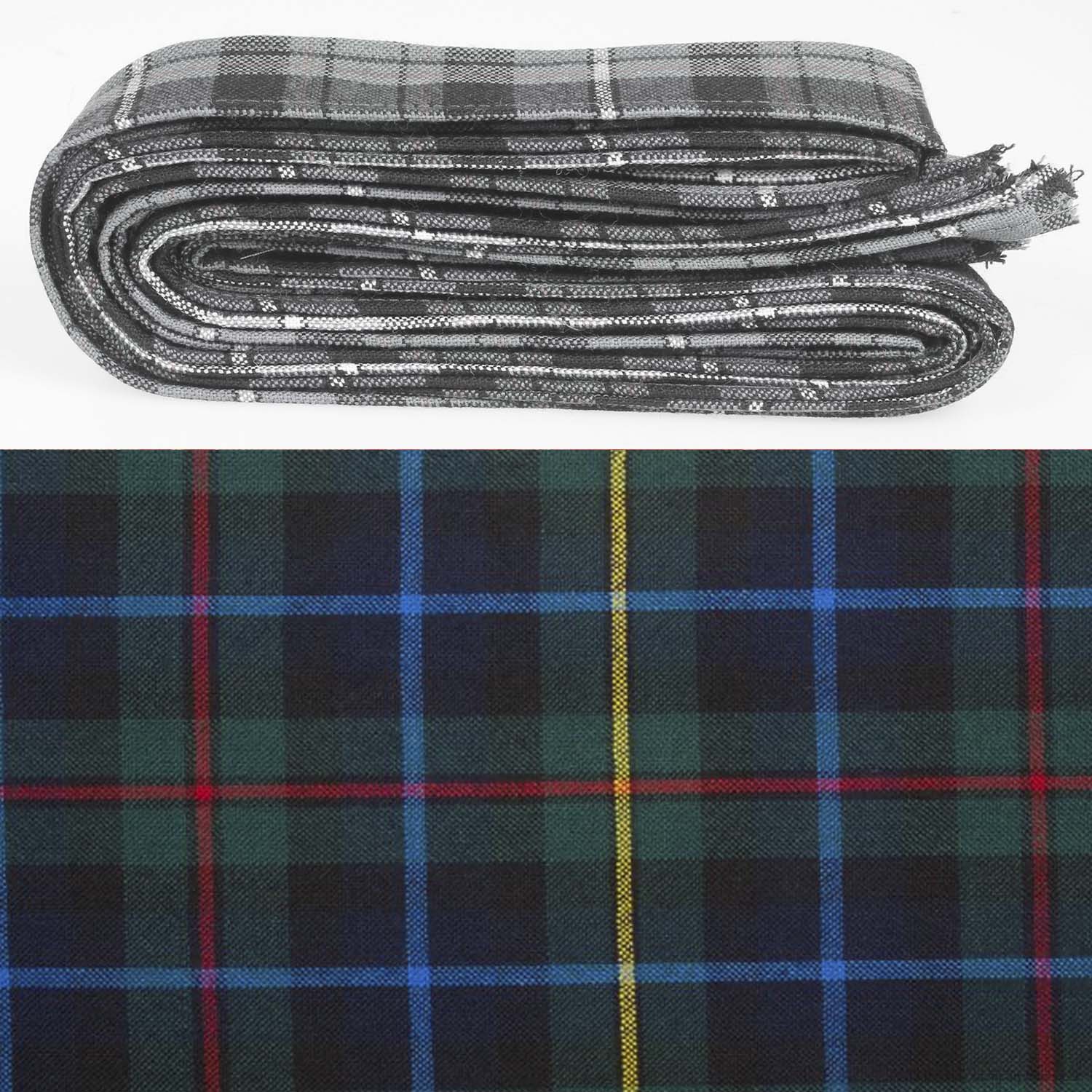 Wool Strip Ribbon in Smith Modern Tartan - 5 Strips, Choose Your Width, perfect for weddings and special occasions, showcasing unique wool tartan patterns and rustic unhemmed edges.