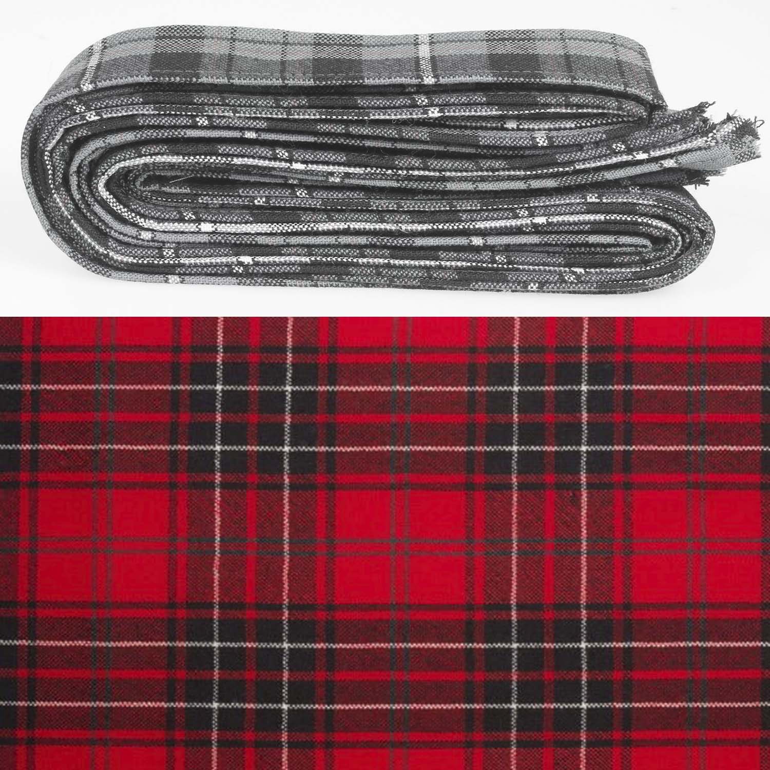 Wool Strip Ribbon in Wemyss Modern Tartan, featuring fine wool material ideal for wedding decorations, showcasing a versatile design that complements various styles.