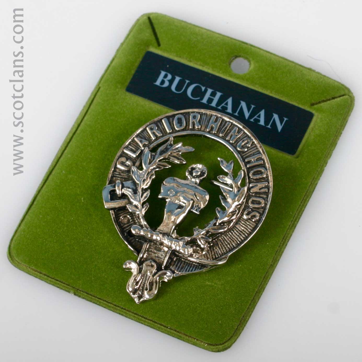 Buchanan Clan Crest Badge in Pewter showcasing traditional design and durable materials, perfect for displaying Scottish heritage.