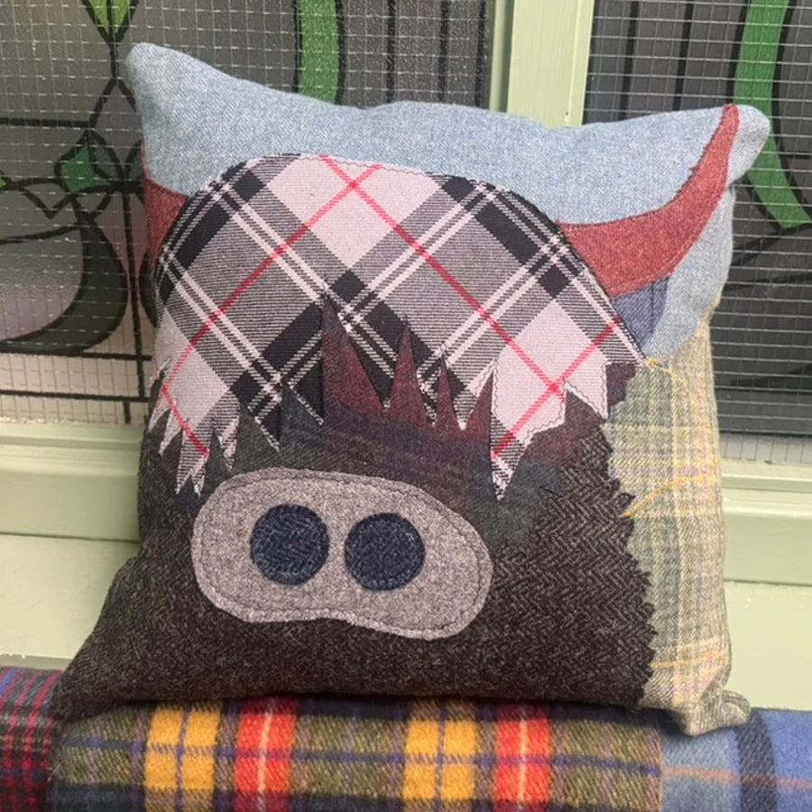 Highland Cow Cushion Cover - pick a tartan