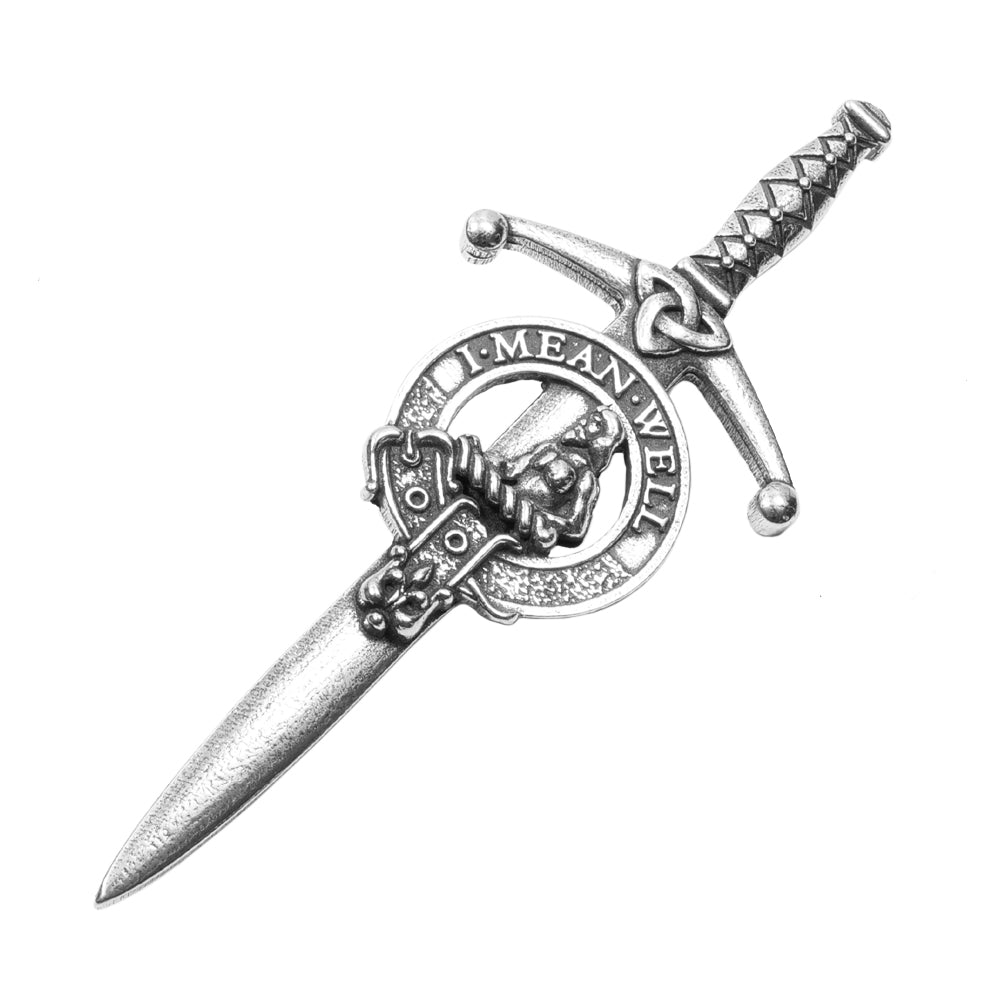 Clan Crest Pewter Kilt Pin with Schaw of Sauchie Crest