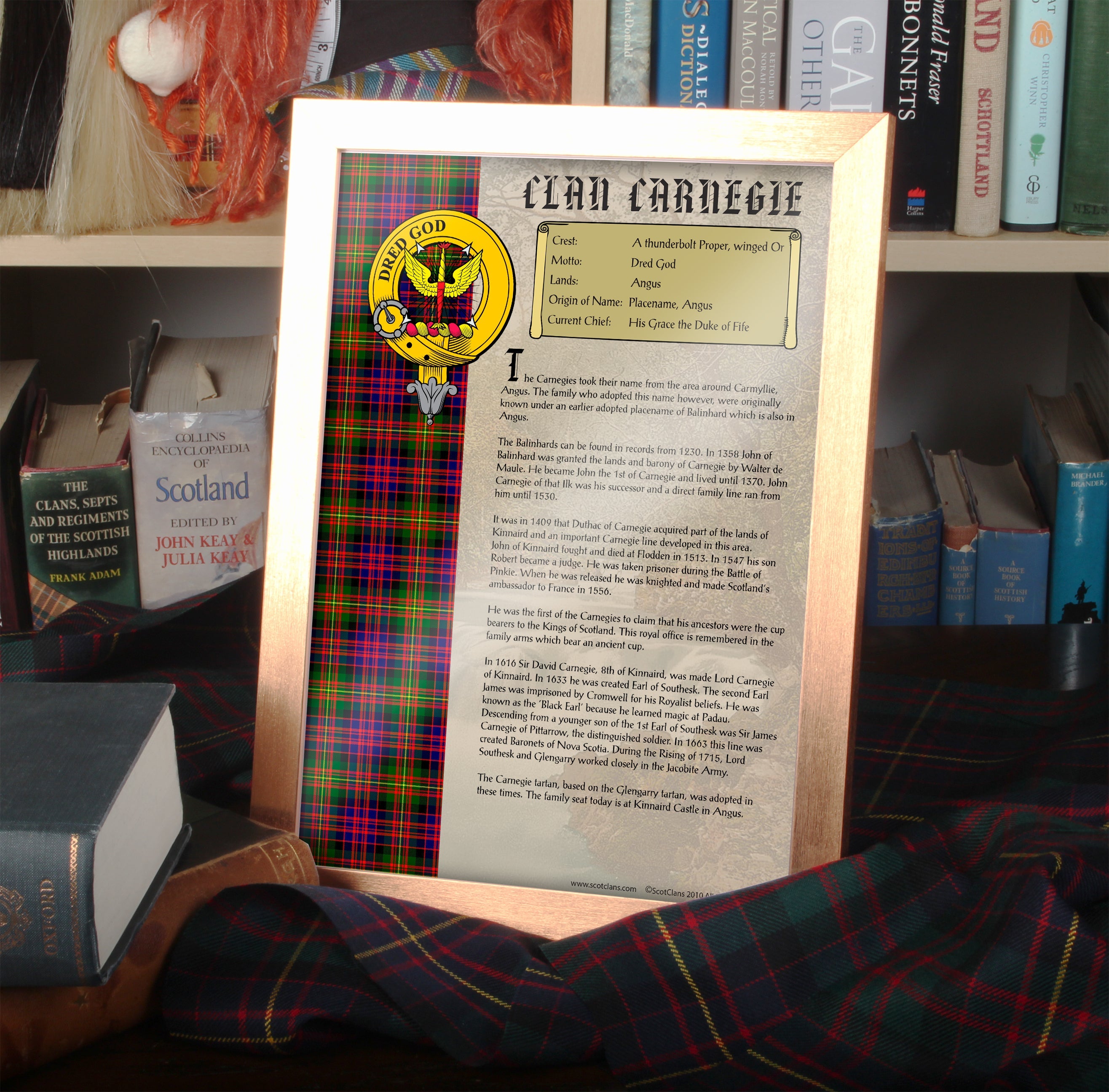 Carnegie Clan History Print - Choose Framed or Unframed